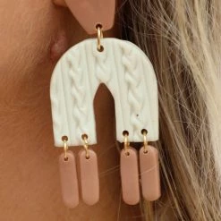 Hot Braided Clay Earth Tone Dangle Earrings Apparel