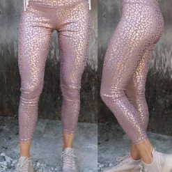 Kimberly Rose Gold Metallic Leopard Leggings Best Sellers