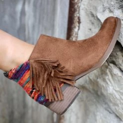 Western Vibes Not Rated Brown Suede Blanket Bootie