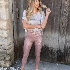 Kimberly Rose Gold Metallic Leopard Leggings Best Sellers
