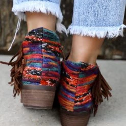 Western Vibes Not Rated Brown Suede Blanket Bootie