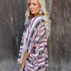 First Love Neon Orange + Brown Aztec Cardigan