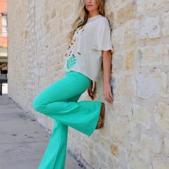 The Lace Cactus Best Sellers Mint Super Stretch Bell Bottoms