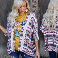 First Love Neon Orange + Brown Aztec Cardigan