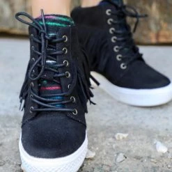 Not Rated Black Serape Wedge Sneakers Apparel