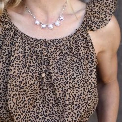 The Lace Cactus Brown Leopard Ruffle Strap Crop Top Apparel