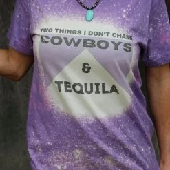 The Lace Cactus Purple Bleached "Two Things I Don't Chase" Graphic Tee