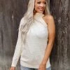 Masik Apparel Ivory Crochet One Shoulder Turtle Neck Sweater