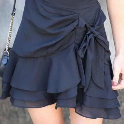 Quarter To Five Rissa Black One Shoulder Mini Dress