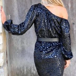 Haley+Co Apparel Black Leopard Foil Velvet Mini Dress