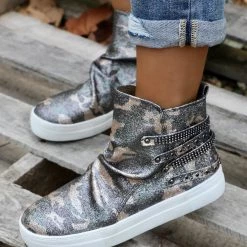 Apparel Not Rated Glitter Camo Hi-Top Sneakers