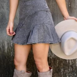 Mustard Seed Washed Charcoal A-line Skirt