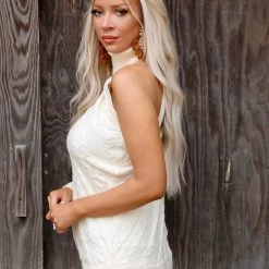 Masik Apparel Ivory Crochet One Shoulder Turtle Neck Sweater