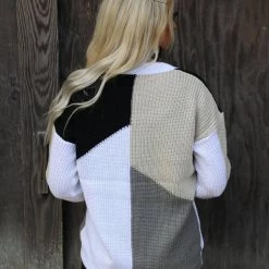 Bibi Apparel Black, Taupe + Gray Block Sweater