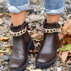 Forever The Bobby Brown Gold Chain Ankle Boots
