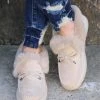 Wild Diva Lounge Beige Fur Lined Moccasin Style Shoes Footwear