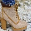 Wild Diva Lounge Footwear The LL Camel Rhinestone Heeled Boots