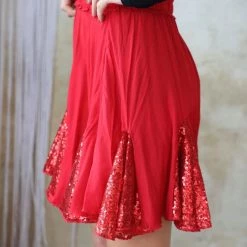 Oddi Apparel Candy Red Satin + Sequin Skirt