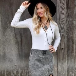 POL Apparel Bonnie Black Corduroy Studded Skirt