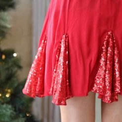 Oddi Apparel Candy Red Satin + Sequin Skirt