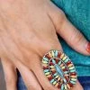 The Lace Cactus Multi Color Cluster Oval Adjustable Ring