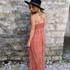 Wishlist Apparel Marsala Spaghetti Strap Lace Maxi Dress