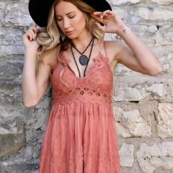 Wishlist Apparel Marsala Spaghetti Strap Lace Maxi Dress