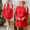 Peach Love Apparel Red Ribbed Tunic Knit Dress