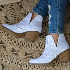 The Lace Cactus Not Rated White Glitter Booties Best Sellers