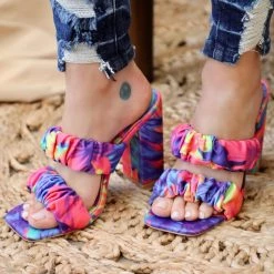 Cape Robbin Riedel Floral Double Strap Block Heels