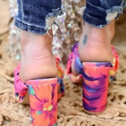 Cape Robbin Riedel Floral Double Strap Block Heels