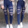 White Birch Dark Distressed Denim Jeggings