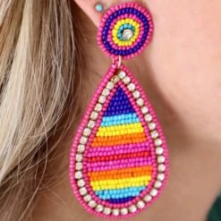 The Lace Cactus Miss Mazzey Multi Color + Beaded Earrings Jewelry