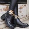 The Lace Cactus Shelby Black Gold Chain Ankle Boots Footwear
