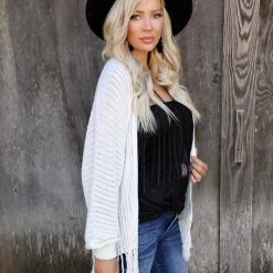 Fantastic Fawn Ivory Ribbed Knit Dolman Cardigan