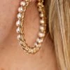 The Lace Cactus Pearl On Chain Hoop Earrings Jewelry