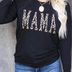 Zutter Apparel Black "MAMA" Leopard French Terry Sweatshirt