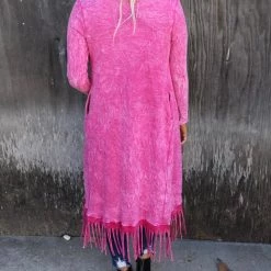 Blue Buttercup Apparel Fuchsia Mineral Dyed Long Cardigan