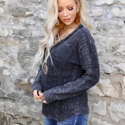 Bibi Black Charcoal Mineral Washed Thermal Top