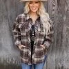 Main Strip Brown + Beige Plaid Oversized Shacket