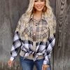 FSL Apparel Camel + Black Plaid Oversize Top