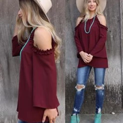 Jodifl Port Cold Shoulder Ruffle Top Apparel