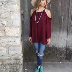 Jodifl Port Cold Shoulder Ruffle Top Apparel