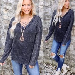 Bibi Black Charcoal Mineral Washed Thermal Top