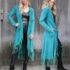 Blue Buttercup Apparel Turquoise Mineral Dyed Long Cardigan