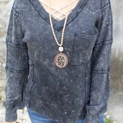 Bibi Black Charcoal Mineral Washed Thermal Top