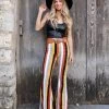 Bibi Black, Mustard And Burnt Orange Striped Bell Bottoms