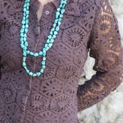 Le Leis Brunette Brown Crochet Dress Apparel