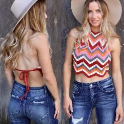 BSL Feelin' Good Wavy Knit Halter Top Apparel