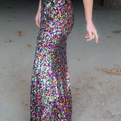 Maniju Candy Sequin Slit Leg Maxi Skirt